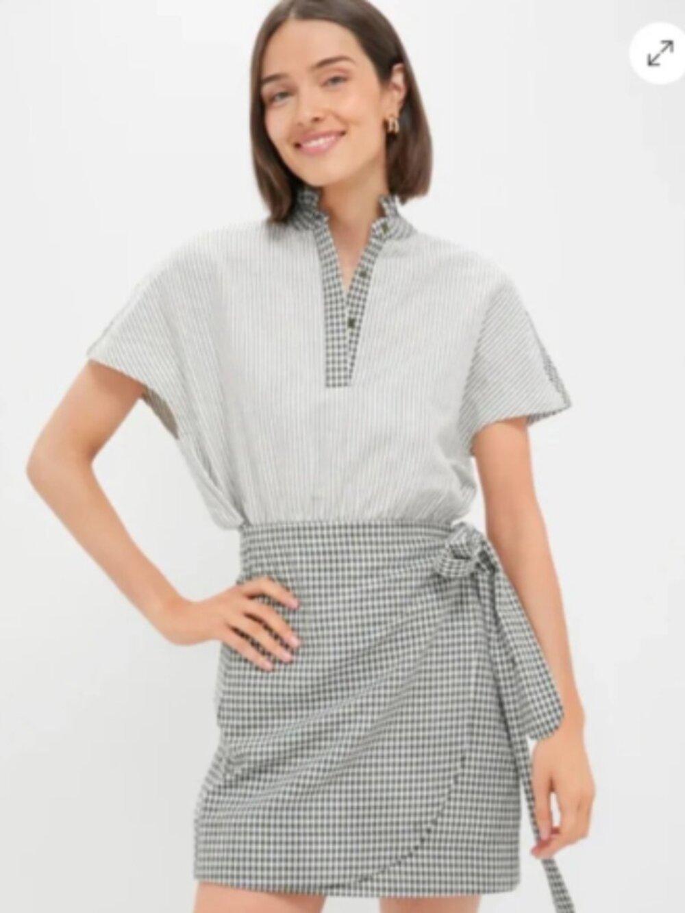 Tuckernuck Pomander Place Green Gingham Frida‎ Mini Wrap Dress Women Size XXL